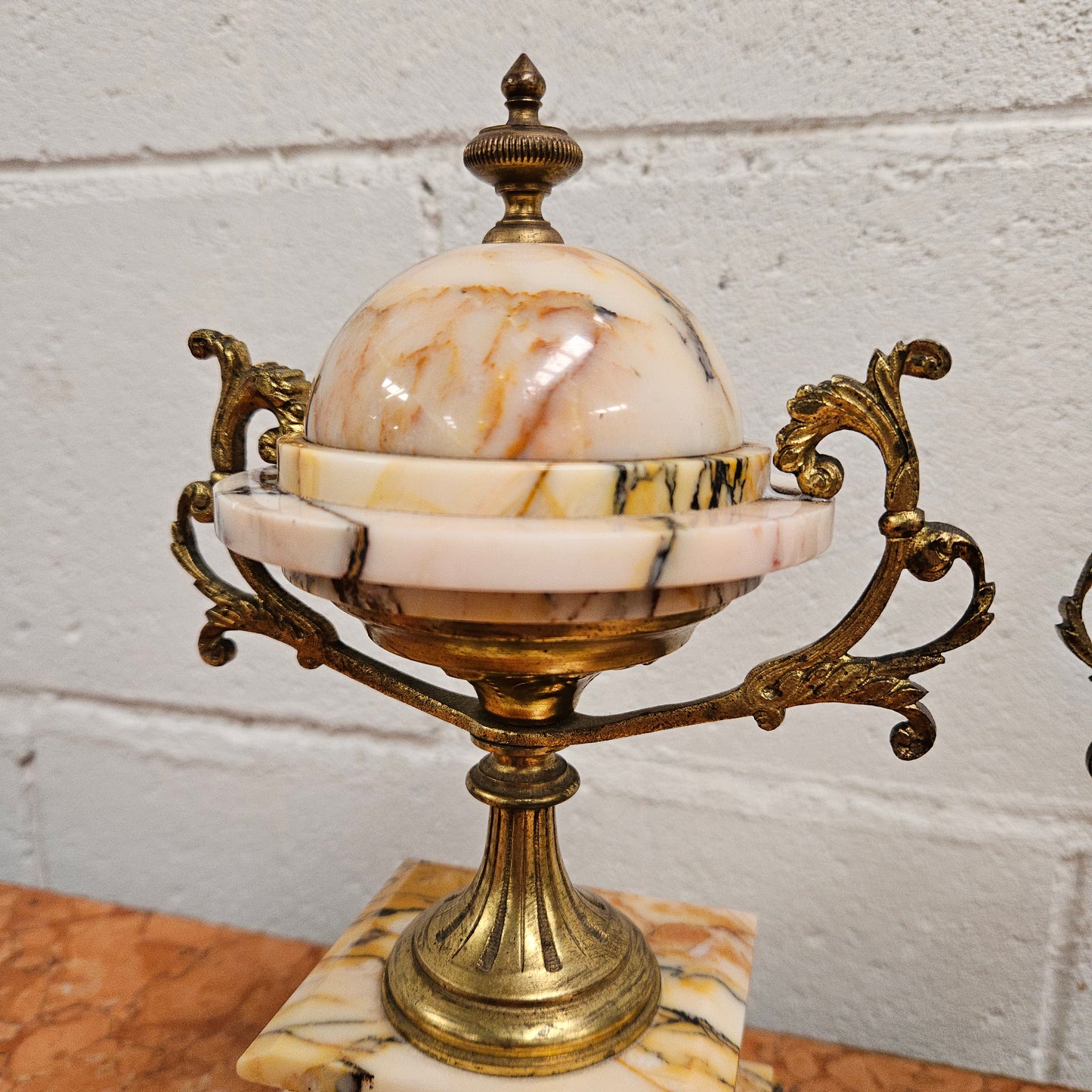 Elegant French Marble & Gilt Brass Cassolettes