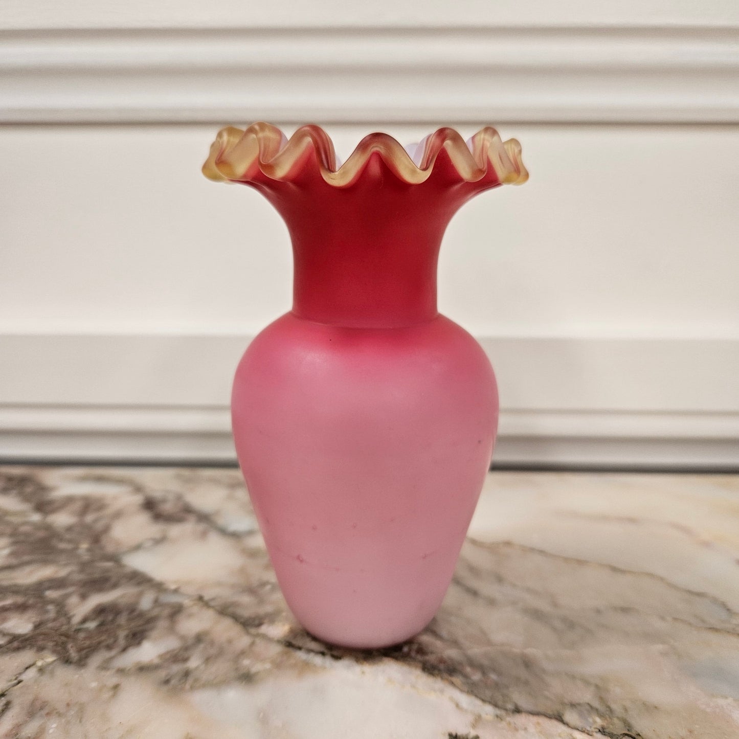 Victorian Satin Ruby Glass Vase