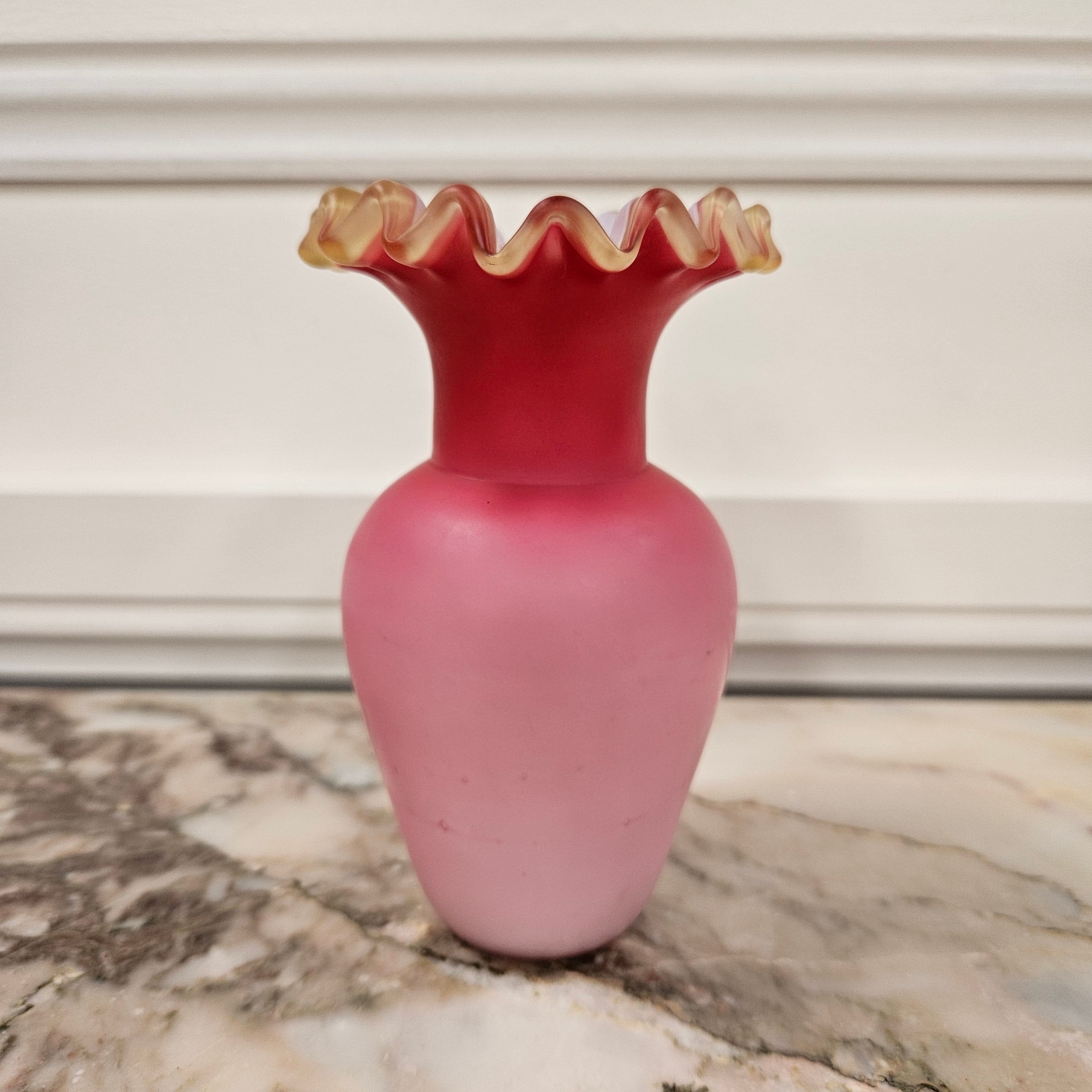 Victorian Satin Ruby Glass Vase | Antique & Vintage | Moonee Ponds Antiques | Australia Wide Delivery