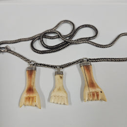 Vintage Silver & Bone Lucky Charm Necklace