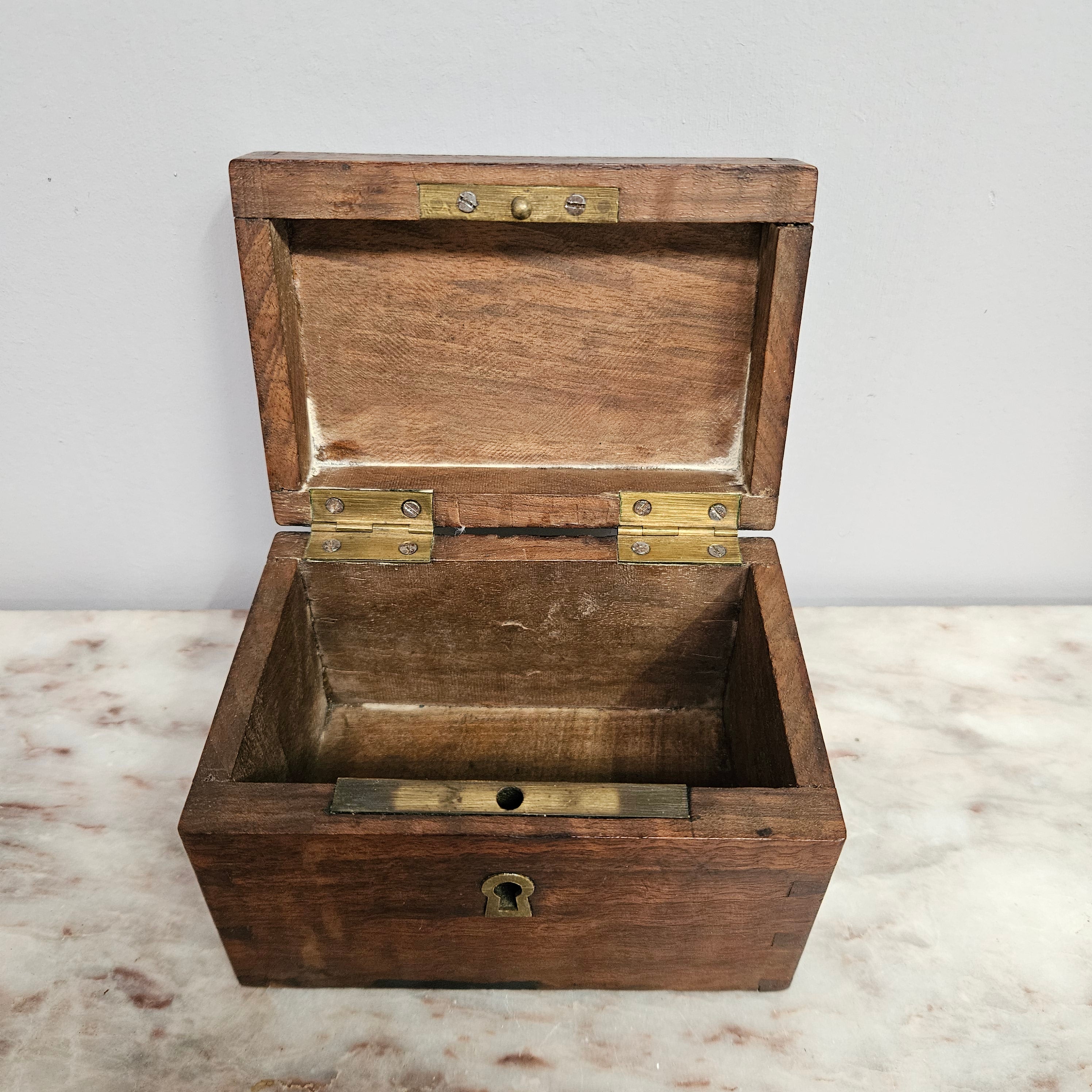 French Walnut Trinket Box & Key | Antique & Vintage | Moonee Ponds Antiques | Australia Wide