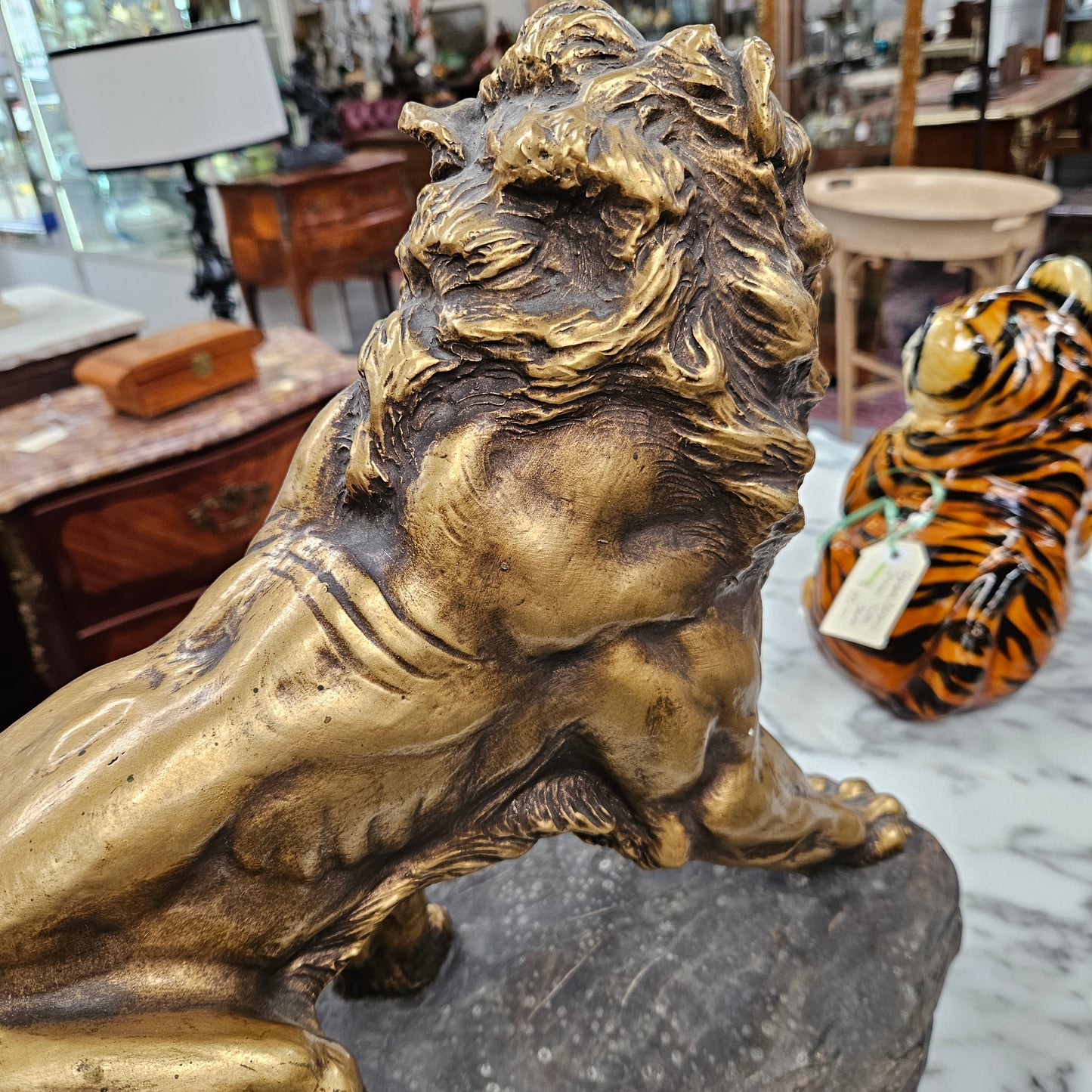 Antique Gilded Terracotta Signed Sculpture