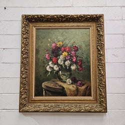 Signed Floral Oil On Canvas In Superb Gilt Frame | Antique & Vintage | Moonee Ponds Antiques | Australia Wide Delivery