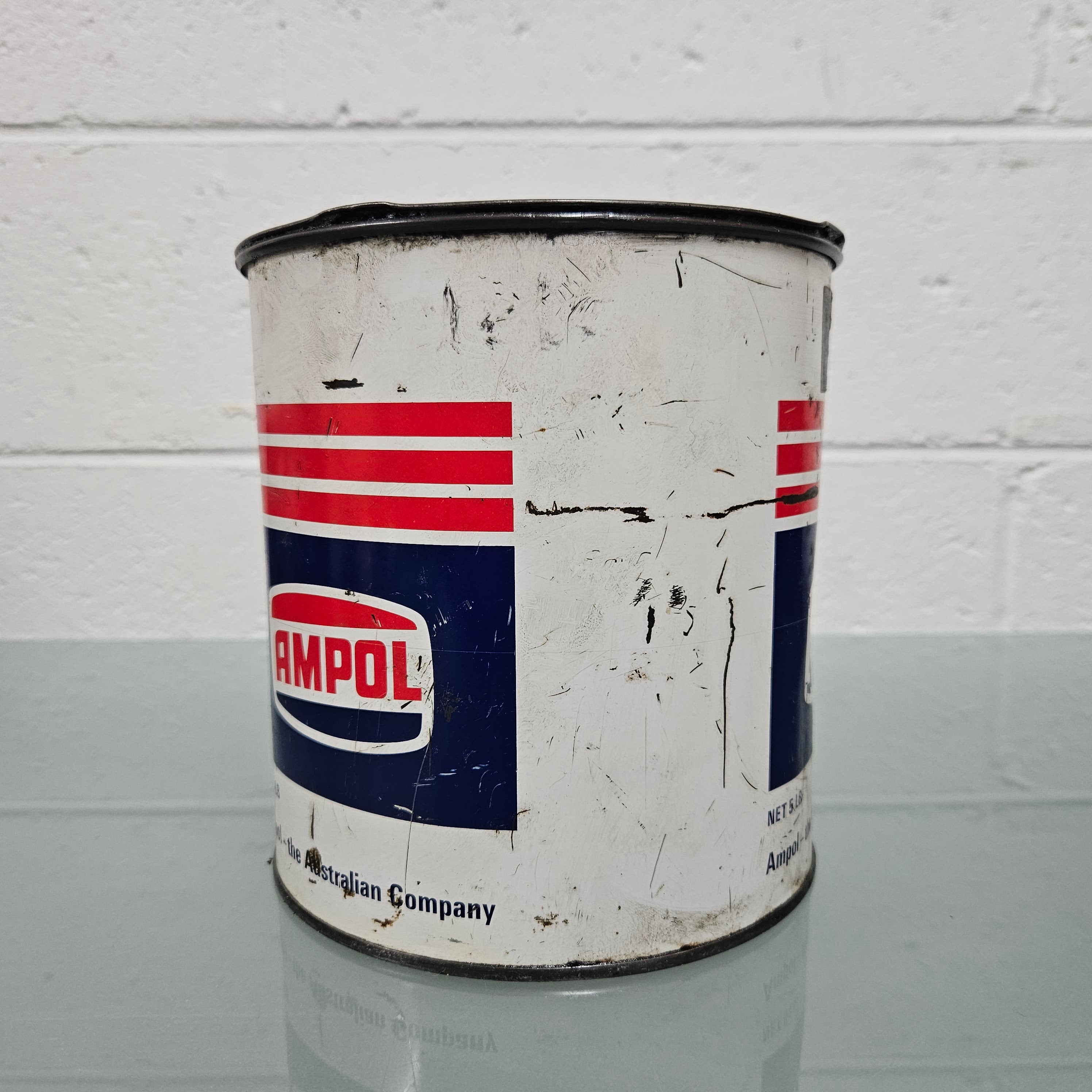 Early Vintage Ampol 5lb Grease Tin | Antique & Vintage | Moonee Ponds Antiques | Australia Wide Delivery