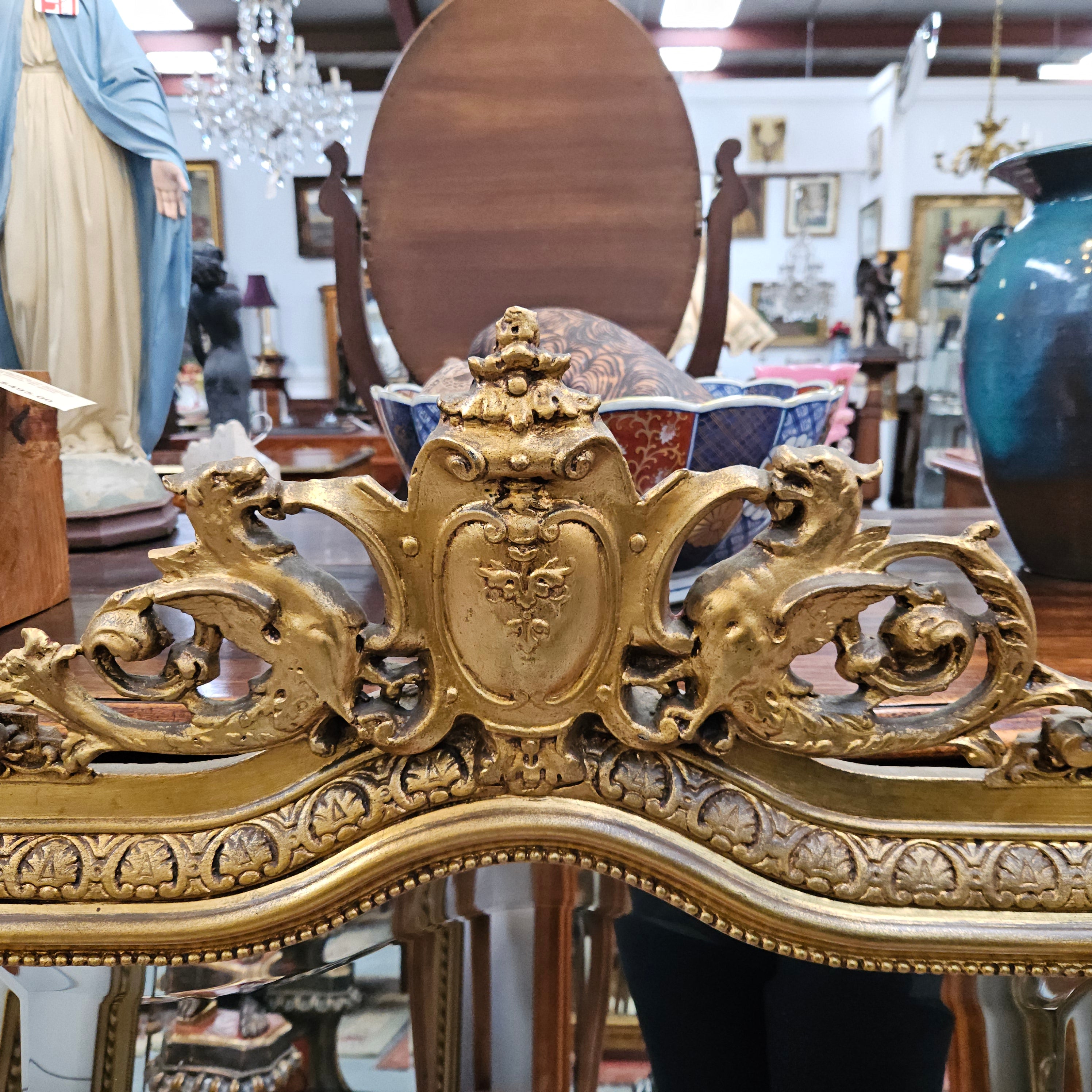 Napoleon III Style French Gilt & Floral Decorated Bevelled Mirror | Antique & Vintage | Moonee Ponds Antiques | Australia Wide Delivery