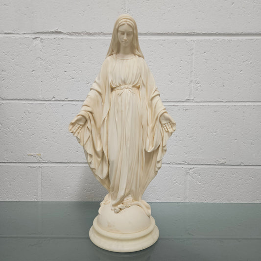 Vintage Superbly Cast Faux Marble Statue Of Our Lady Of Grace