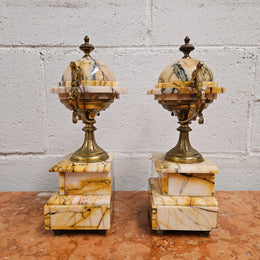 Elegant French Marble & Gilt Brass Cassolettes