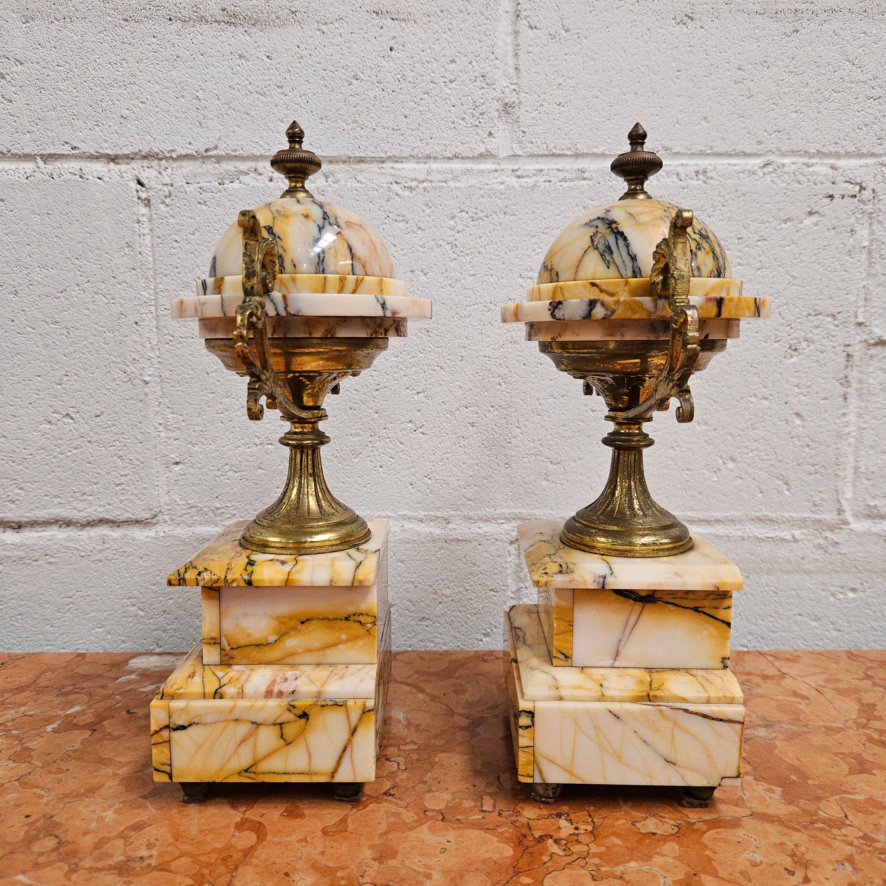 Elegant French Marble & Gilt Brass Cassolettes | Antique & Vintage | Moonee Ponds Antiques | Australia Wide Delivery
