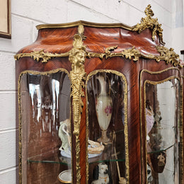 Rare Rosewood Vitrine With Stunning Hand Painted Panels & Gilt Bronze Ormolu trim