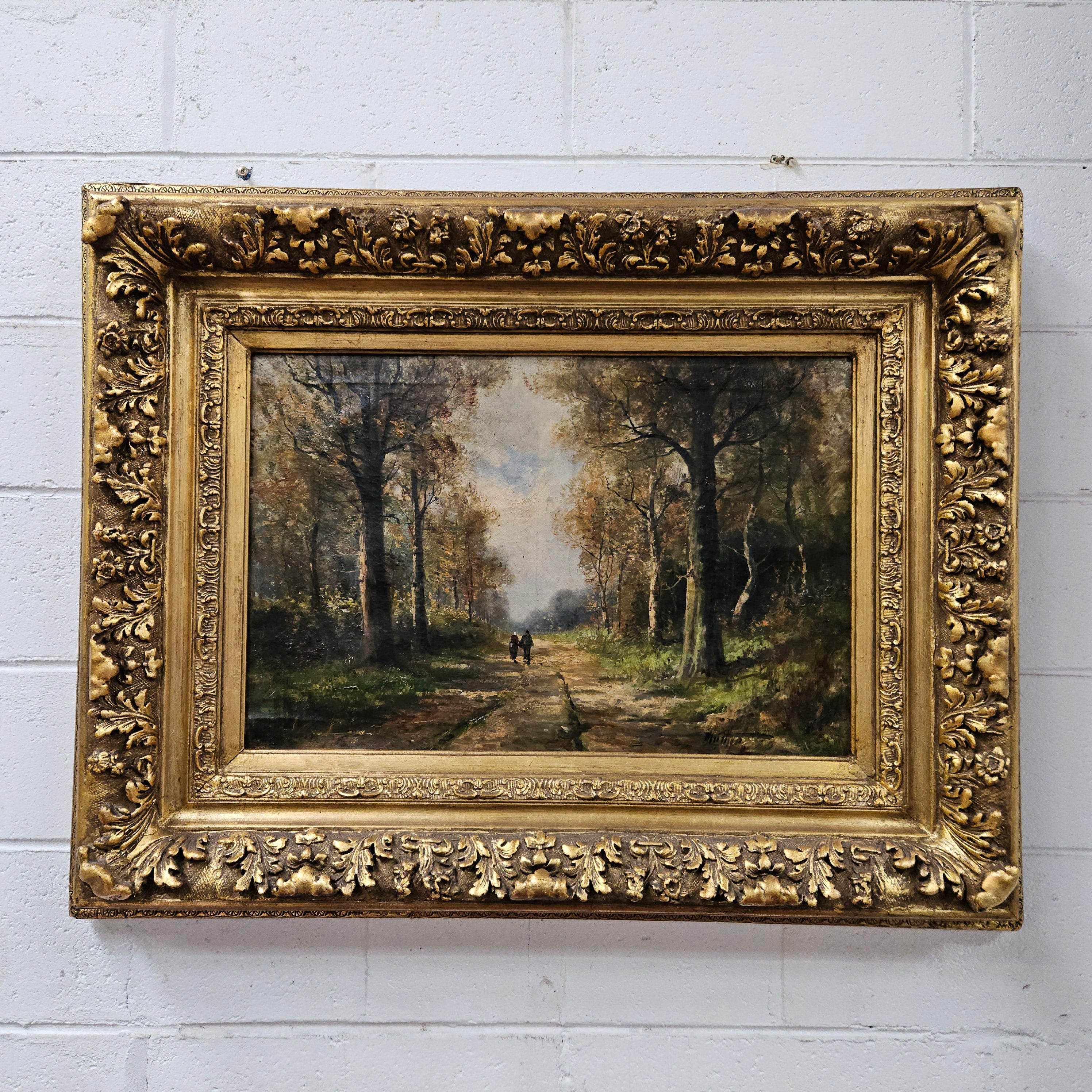 Oil on Canvas Forest Landscape in Ornate Gilt Frame | Antique & Vintage | Moonee Ponds Antiques | Australia Wide Delivery