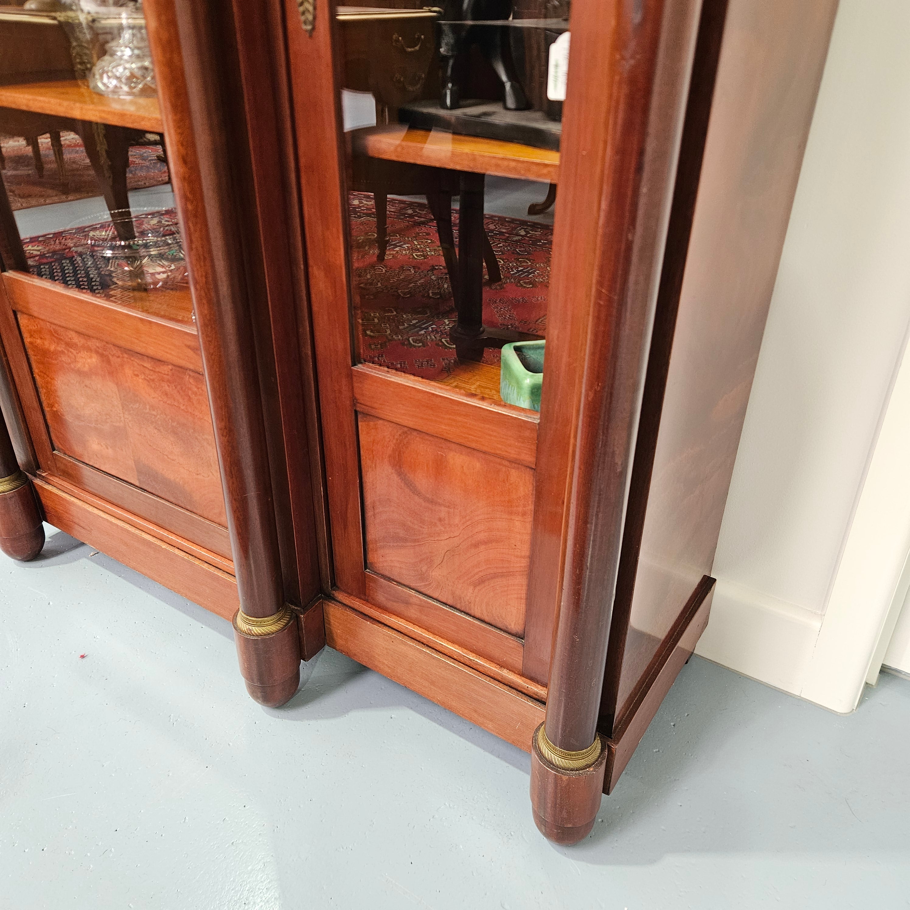 Large Empire Style Mahogany Three Door Display Cabinet