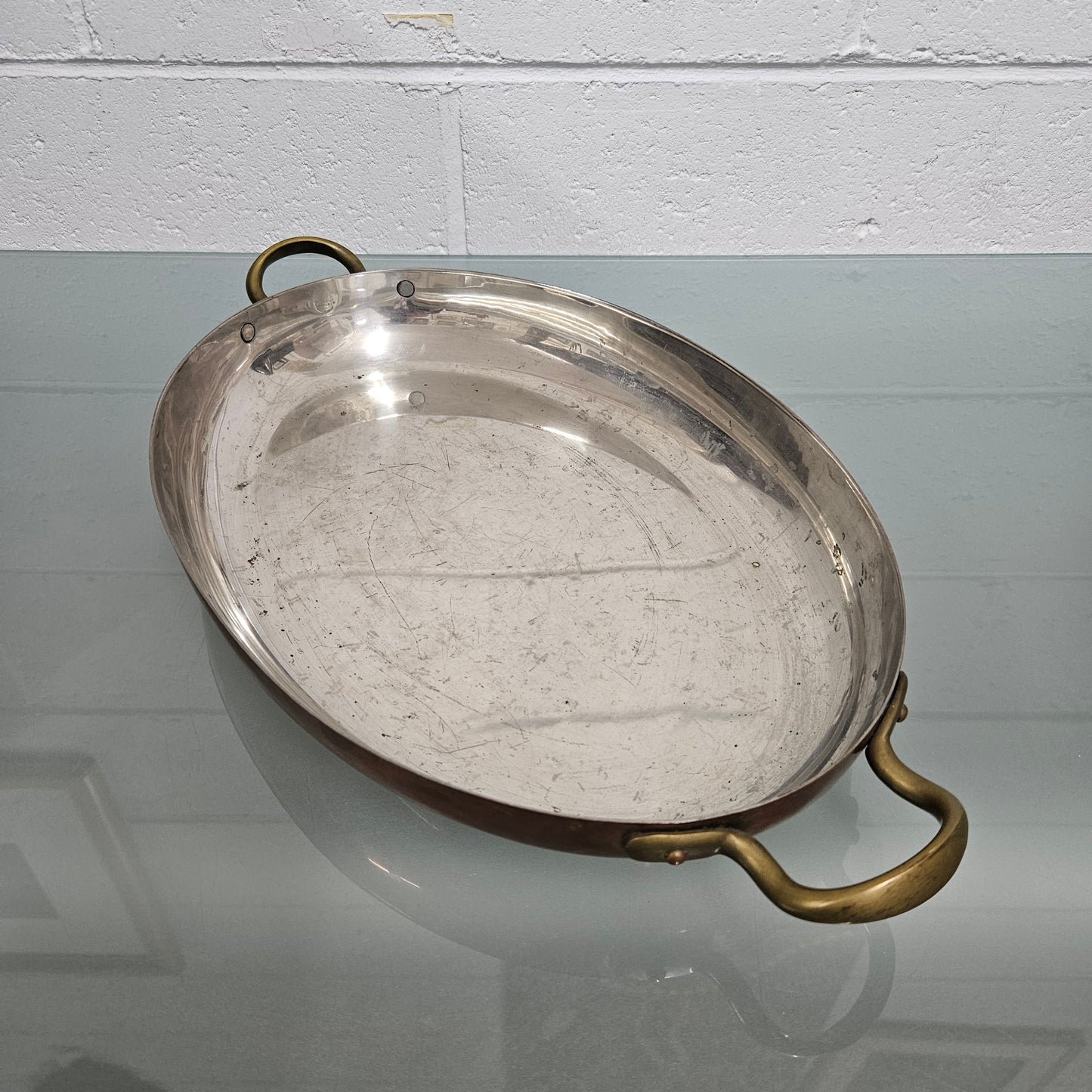 Vintage Copper Tinned Oval Pan