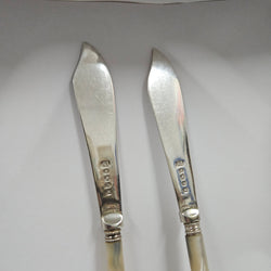 Pair Antique Mother Of Pearl & Silver Plate Butter Knives | Antique & Vintage | Moonee Ponds Antiques | Australia Wide Delivery