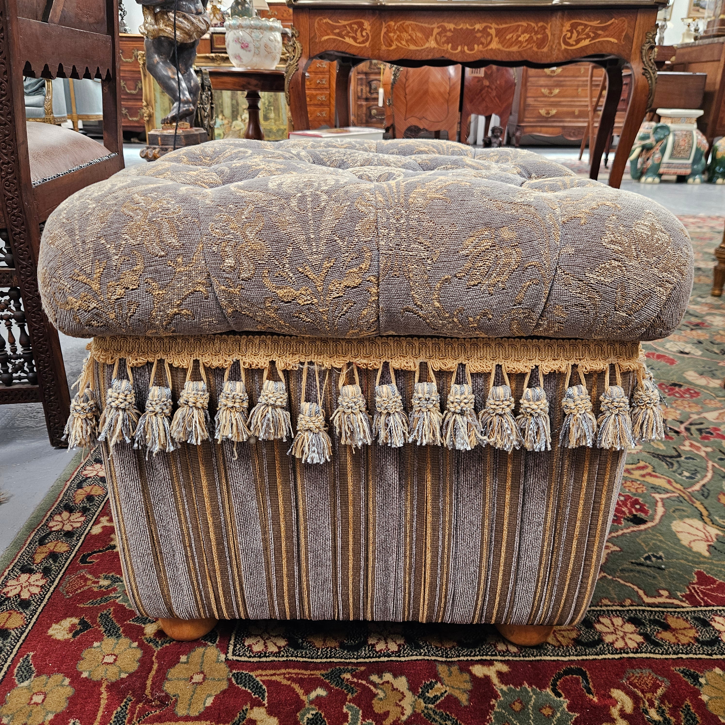 Vintage Square Storage Upholstered Ottoman | Antique & Vintage | Moonee Ponds Antiques | Australia Wide Delivery