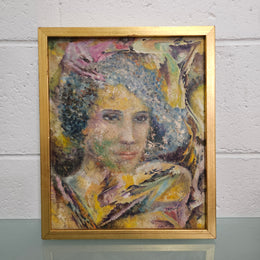 Vintage Framed Abstract Oil Painting Barcelona L'Altrange (LF Gall)