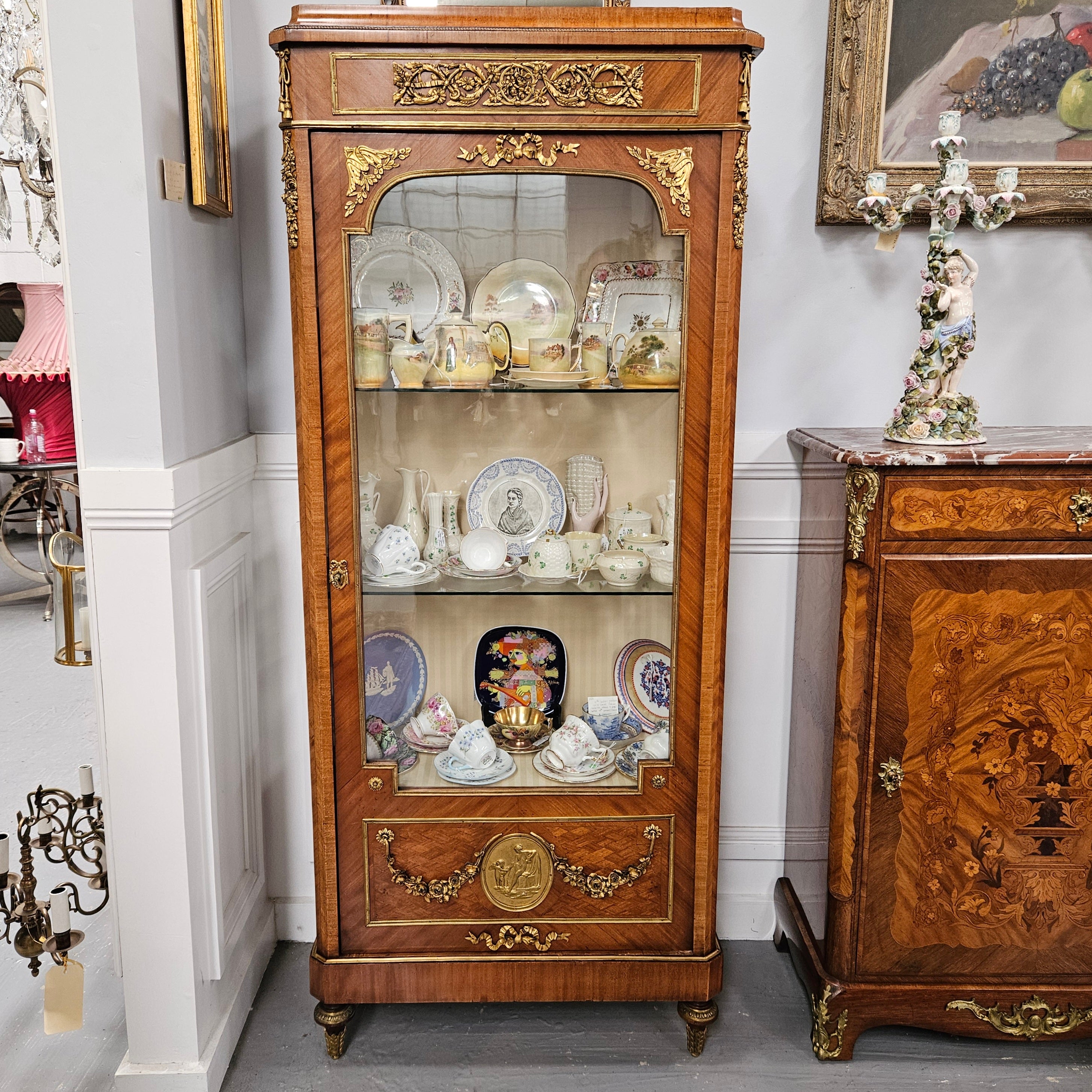 Stunning French Walnut Louis XVI Style Vitrine | Antique & Vintage | Moonee Ponds Antiques | Australia Wide Delivery