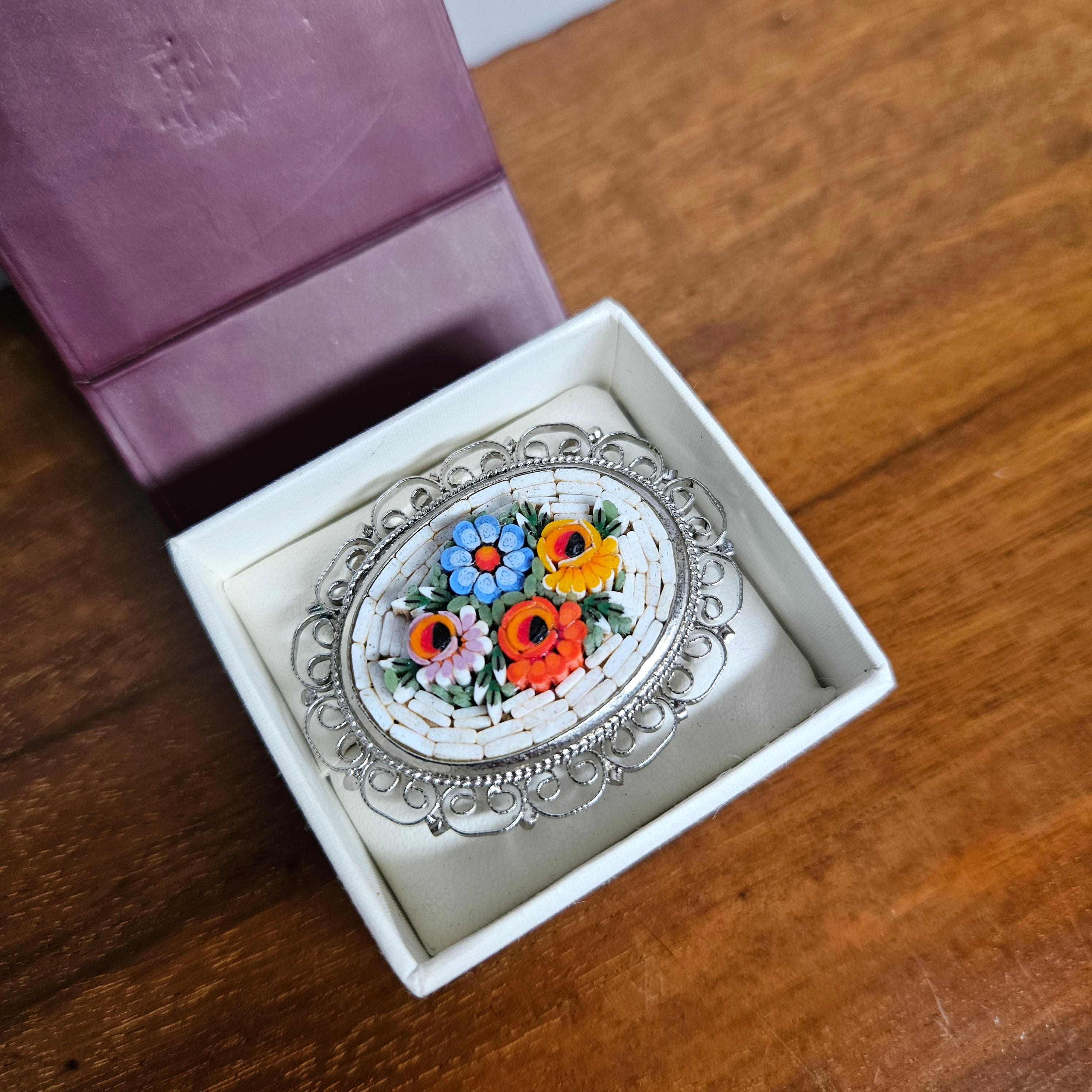 Vintage Floral Micro Mosaic Brooch | Antique & Vintage | Moonee Ponds Antiques | Australia Wide