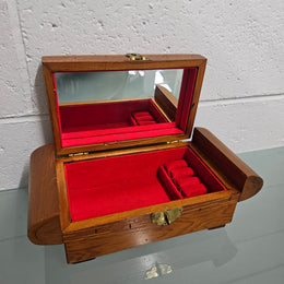 Vintage Miniature Camphorwood Carved Jewellery Box