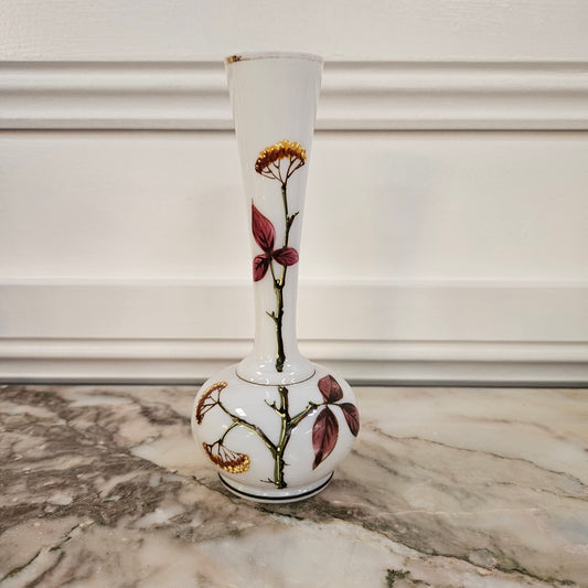 Antique Hand Painted Milk Glass Vase