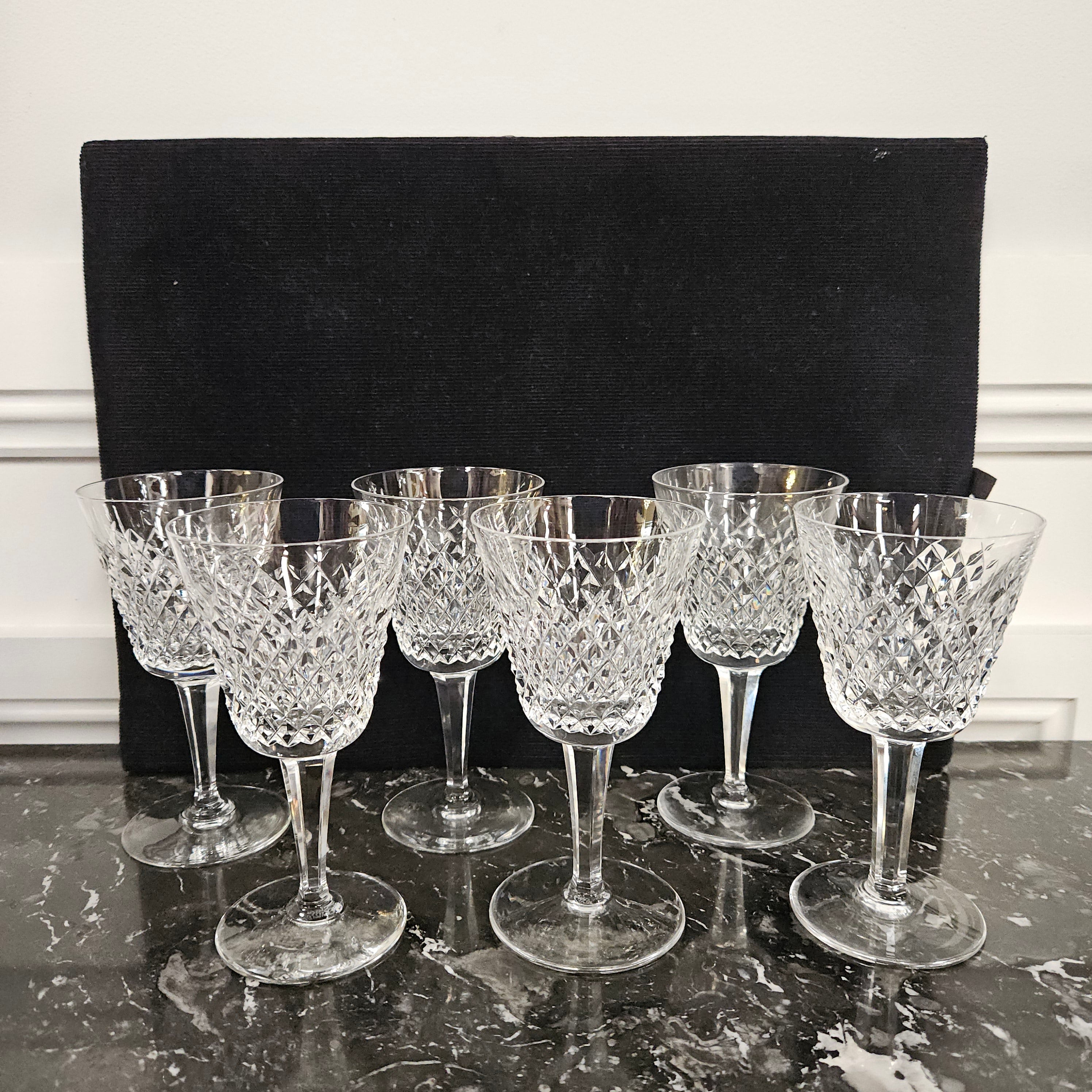 6 Waterford Stemmed Cut Crystal Wine Glasses In The Alana Pattern | Antique & Vintage | Moonee Ponds Antiques | Australia Wide
