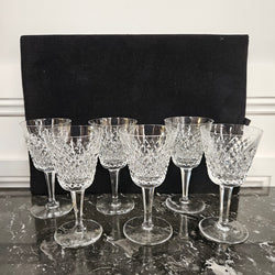 6 Waterford Stemmed Cut Crystal Wine Glasses In The Alana Pattern | Antique & Vintage | Moonee Ponds Antiques | Australia Wide Delivery