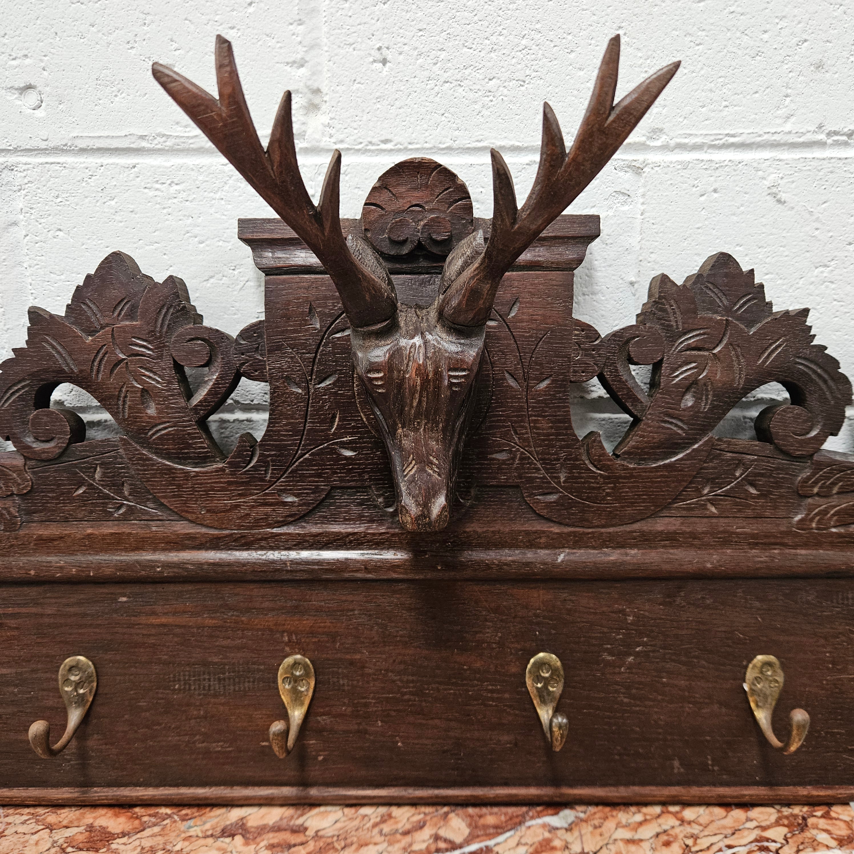 Antique Dark Oak Hand Carved Wall Rack | Antique & Vintage | Moonee Ponds Antiques | Australia Wide