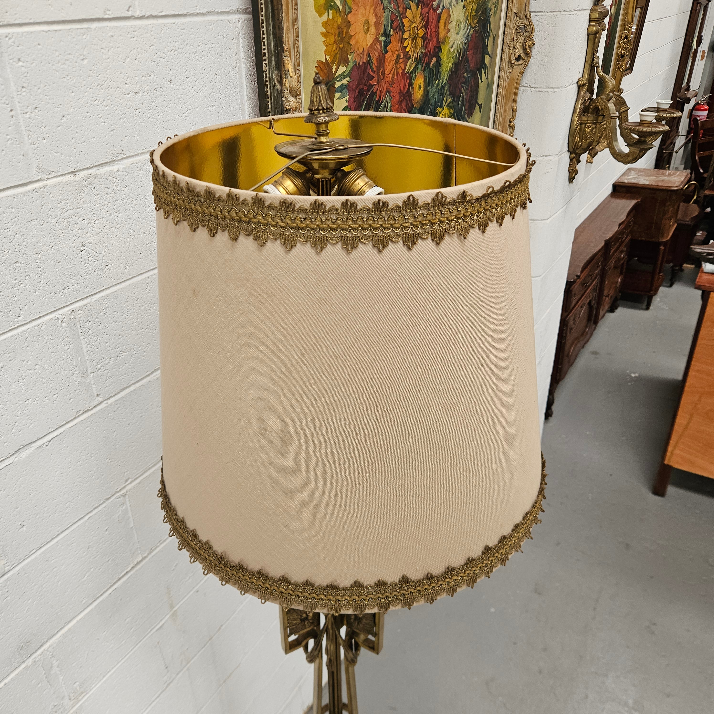 Napolean Style Gilt Standard Lamp & Shade | Antique & Vintage | Moonee Ponds Antiques | Australia Wide