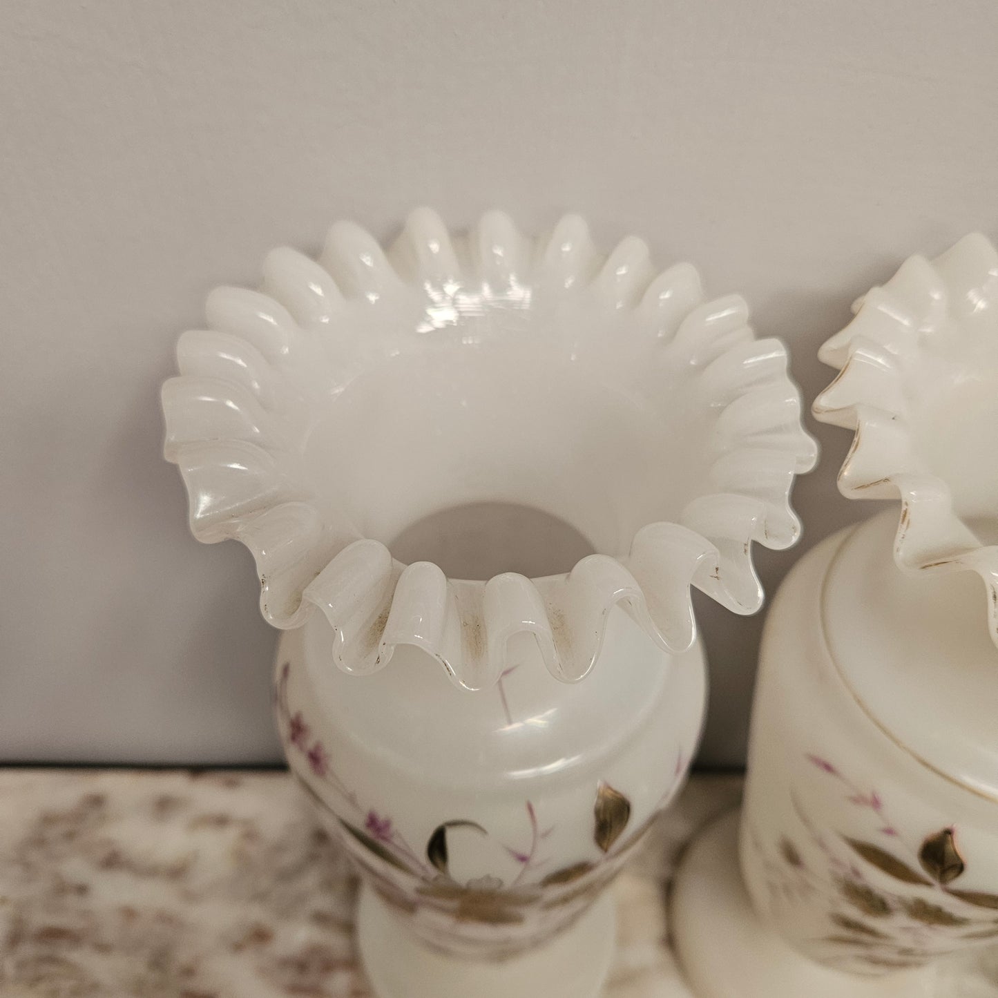 Pair of Victorian Opaline Glass Vases