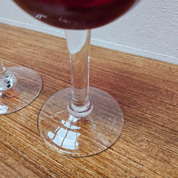 Pair Of Vintage Ruby Red Wine Glasses