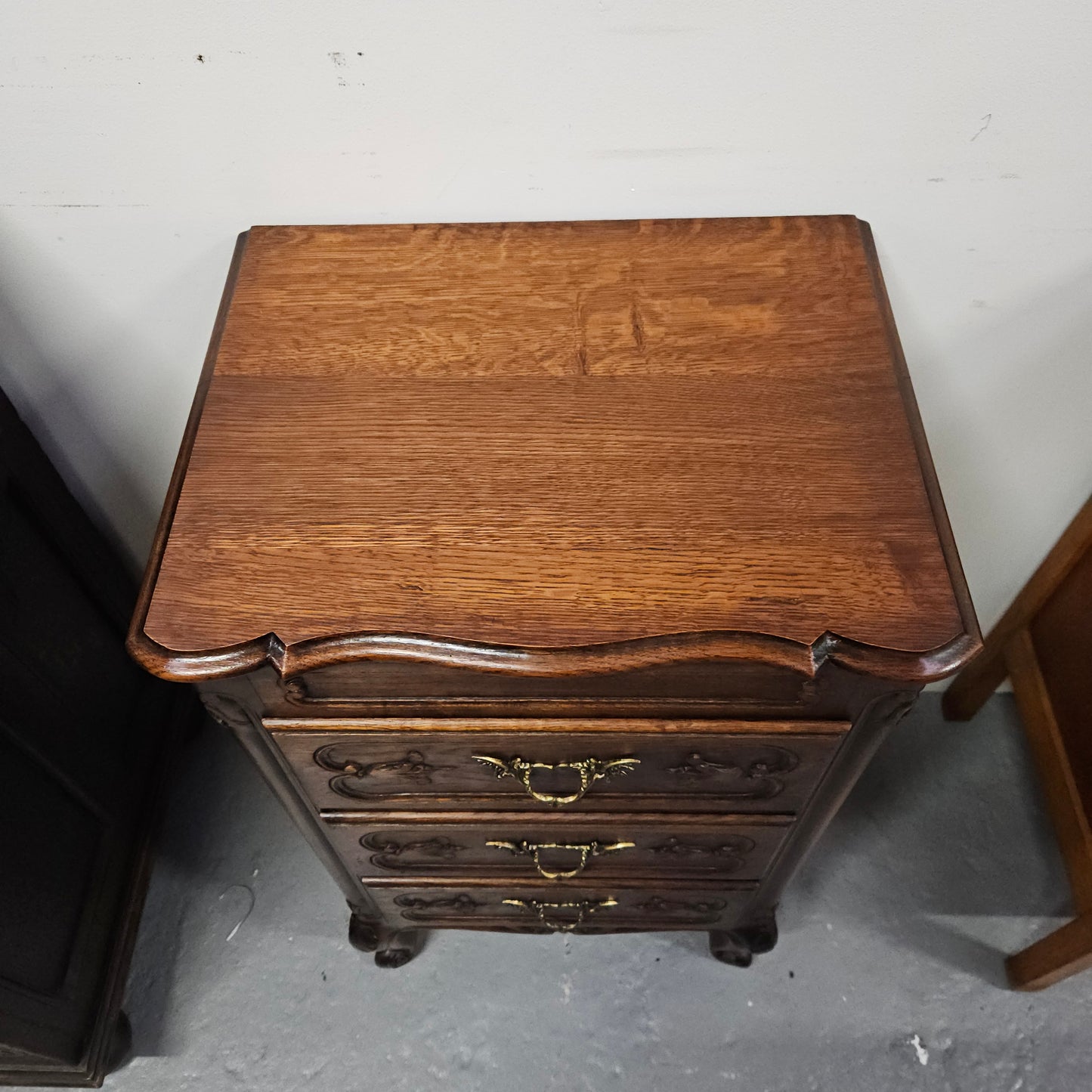 Louis XV Style Oak Three Drawer Side Cabinet