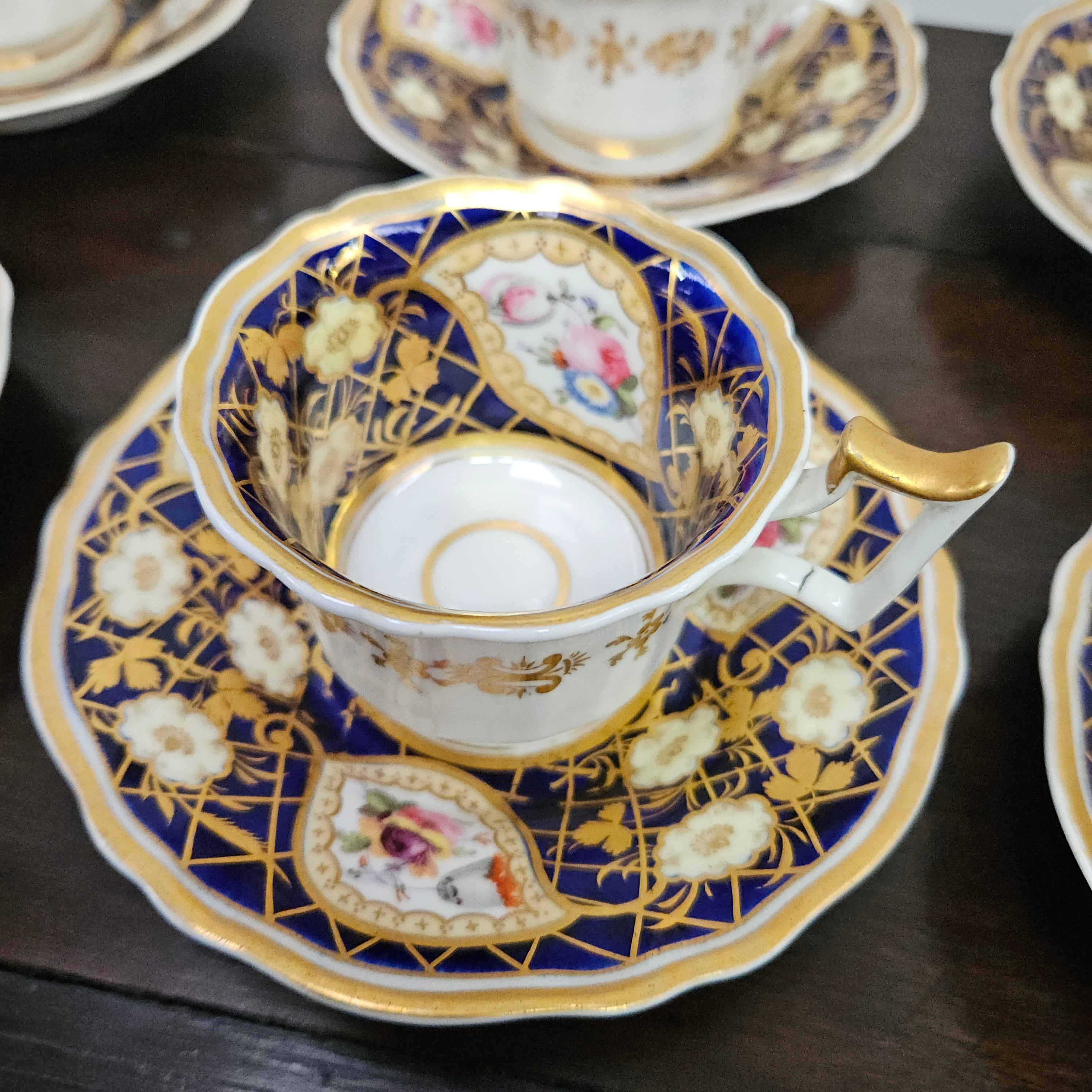 Ridgway Regency Period 6 Hand Painted & Gilded Cups & Saucers | Antique & Vintage | Moonee Ponds Antiques | Australia Wide Delivery