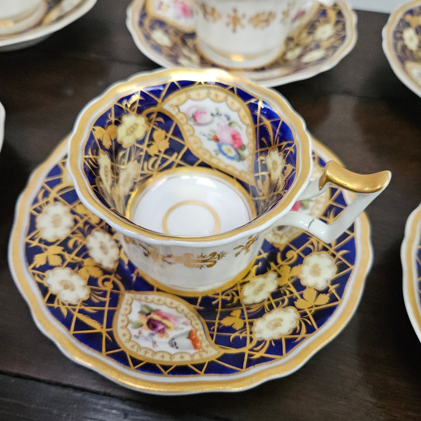 Ridgway Regency Period 6 Hand Painted & Gilded Cups & Saucers