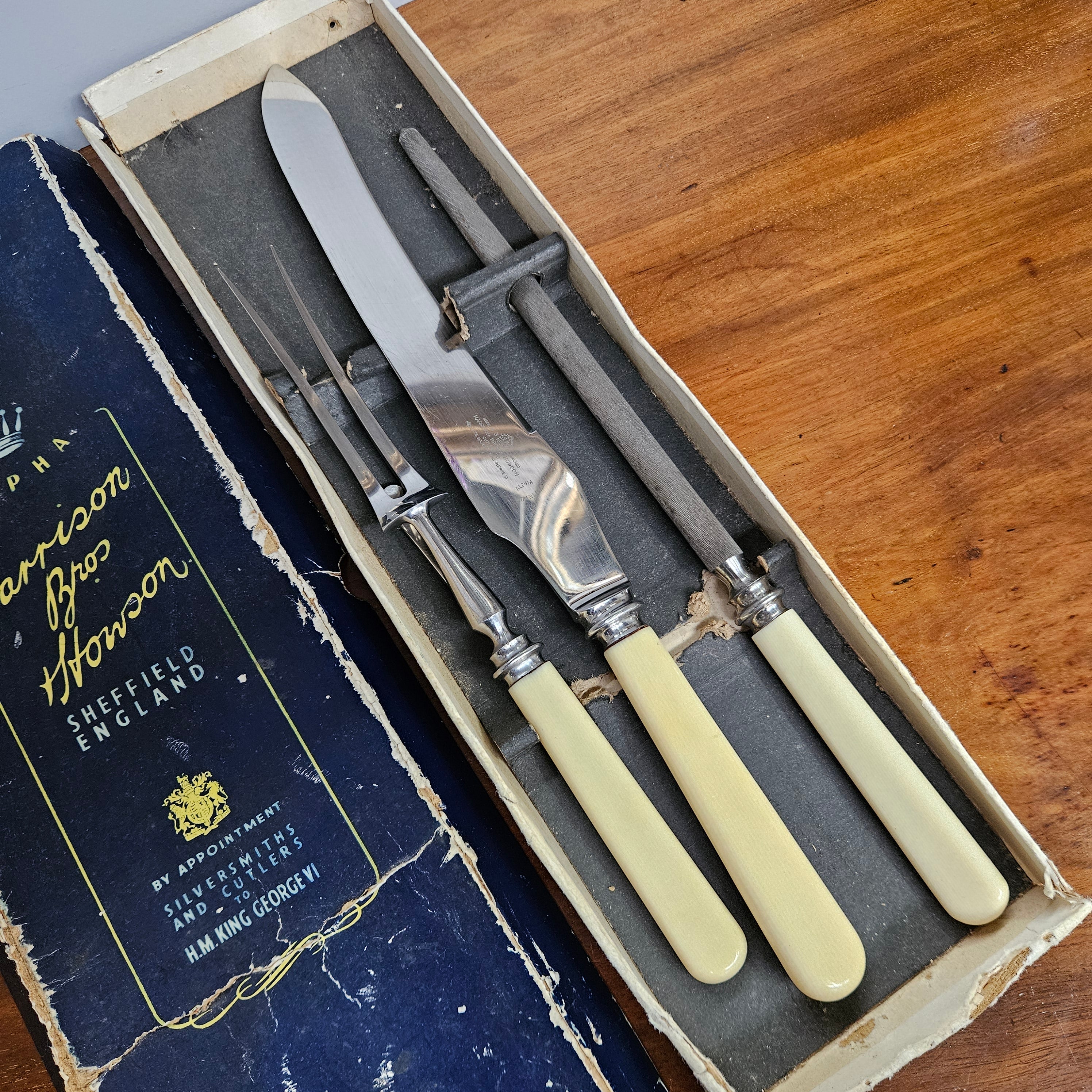 Harrison Bros & Howson Sheffield England Carving Set | Antique & Vintage | Moonee Ponds Antiques | Australia Wide Delivery
