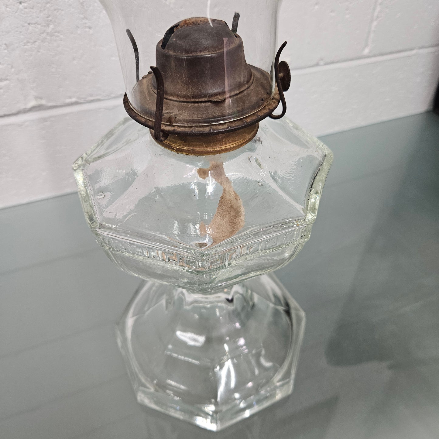 Antique Clear Glass Kero Lamp