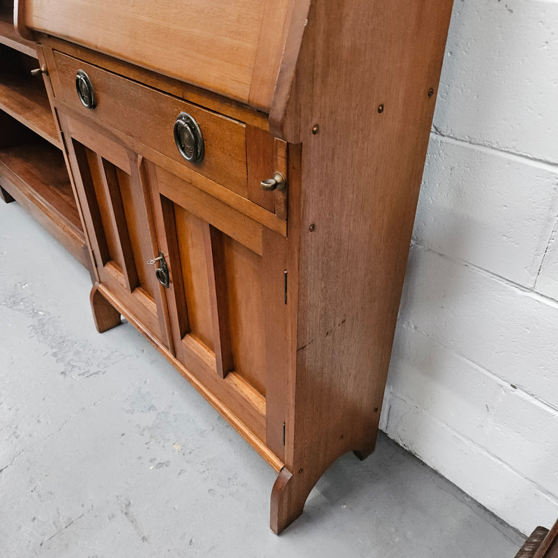 Australian blackwood Arts and Crafts secretaire desk. Sourced locally and in good original detailed condition. 