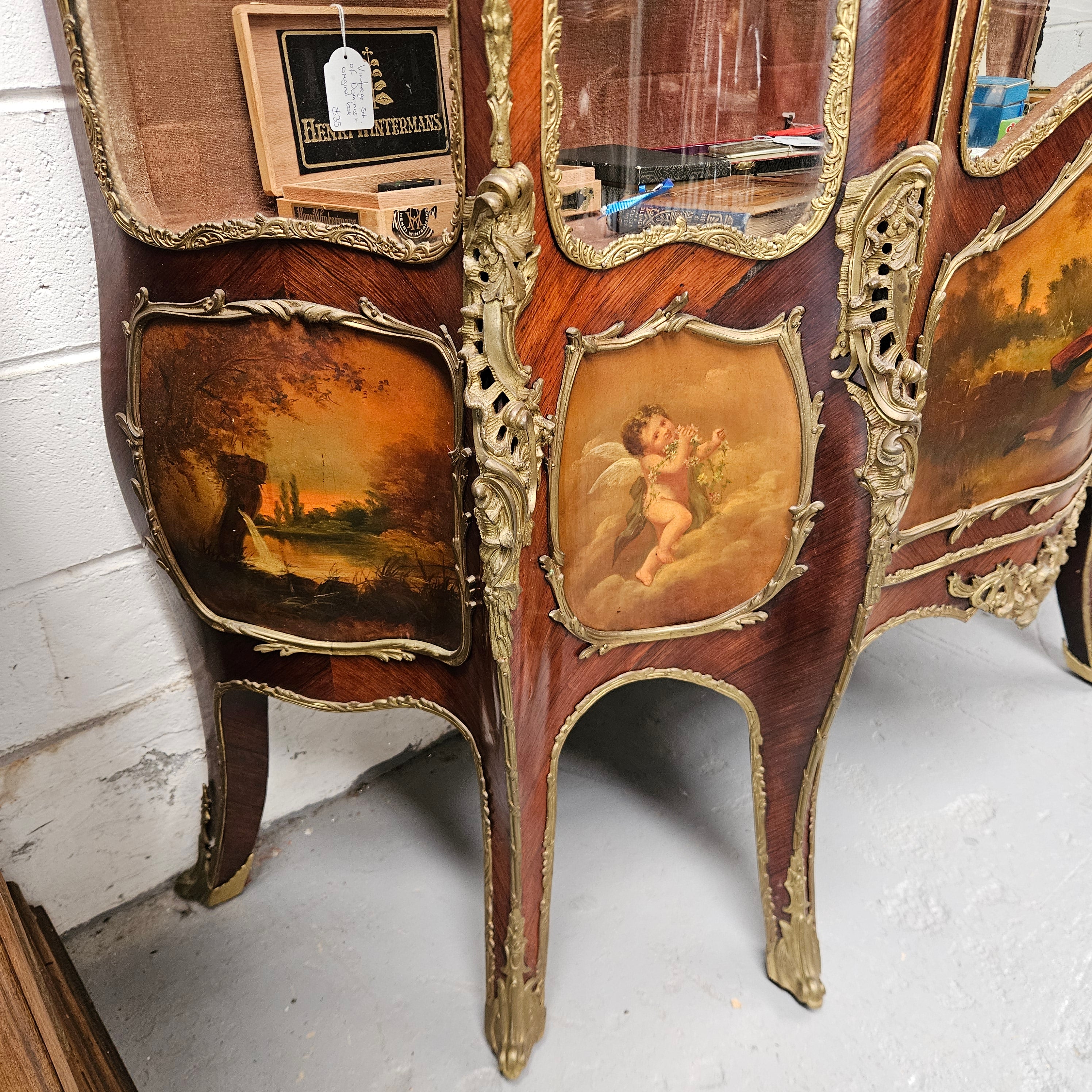 Rare Rosewood Vitrine With Stunning Hand Painted Panels & Gilt Bronze Ormolu trim | Antique & Vintage | Moonee Ponds Antiques | Australia Wide Delivery