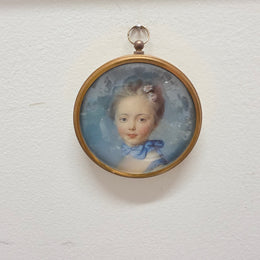 Vintage Gilt Framed Miniature Print With Convex Glass