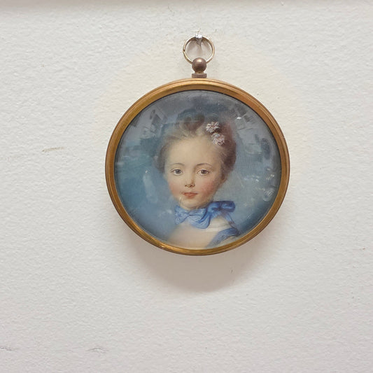 Vintage Gilt Framed Miniature Print With Convex Glass