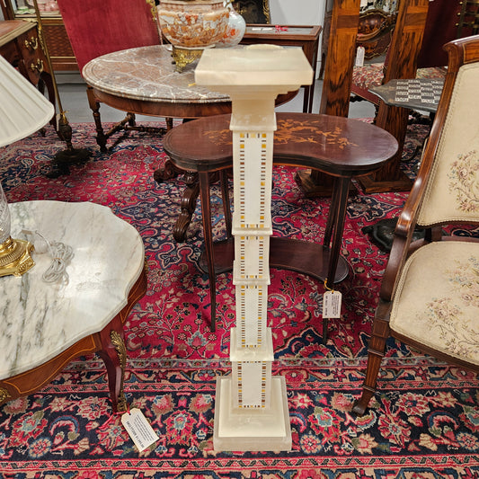 Antique Pietra Dura Alabaster Pedestal