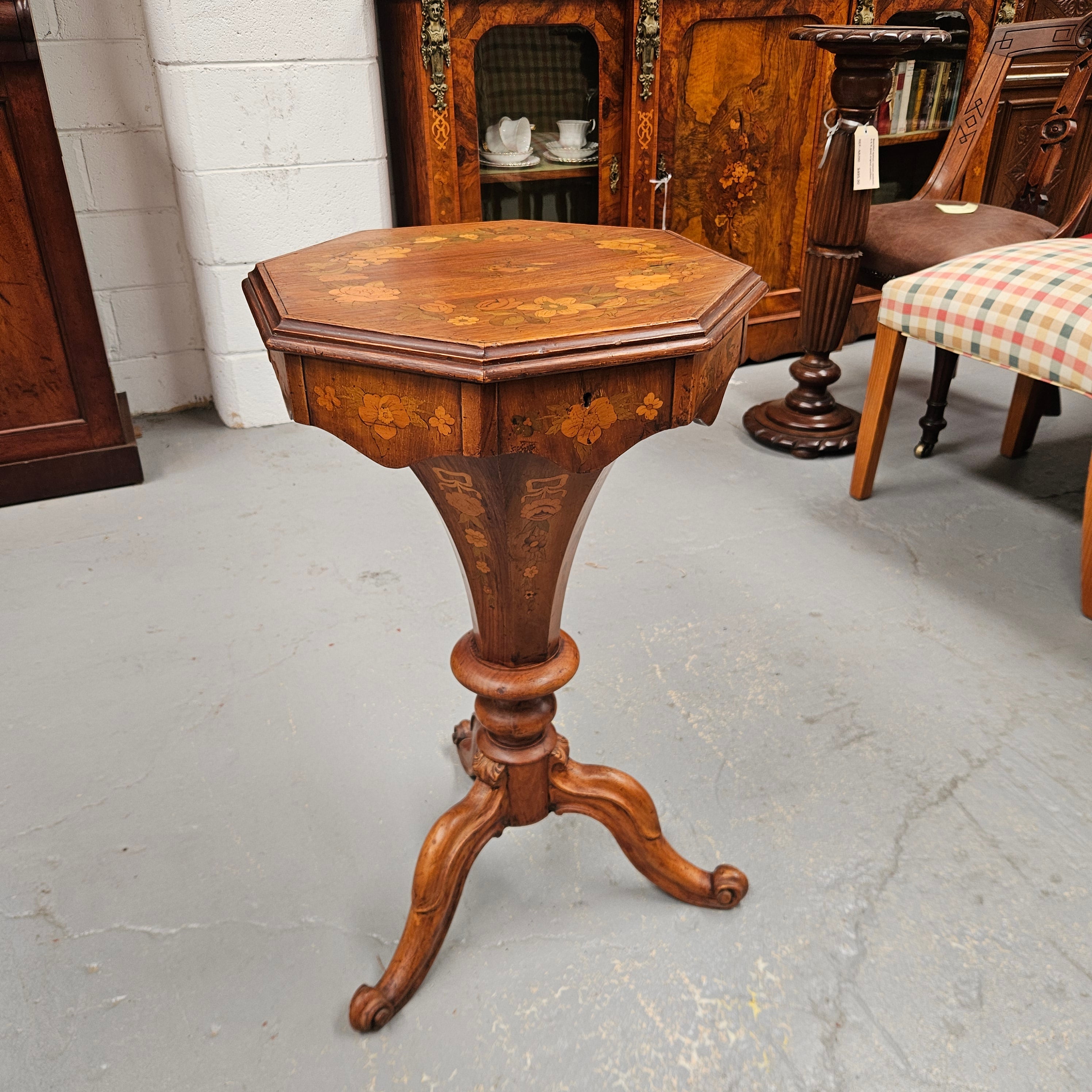 Antique Victorian Inlaid Walnut Sewing / Work Table | Antique & Vintage | Moonee Ponds Antiques | Australia Wide