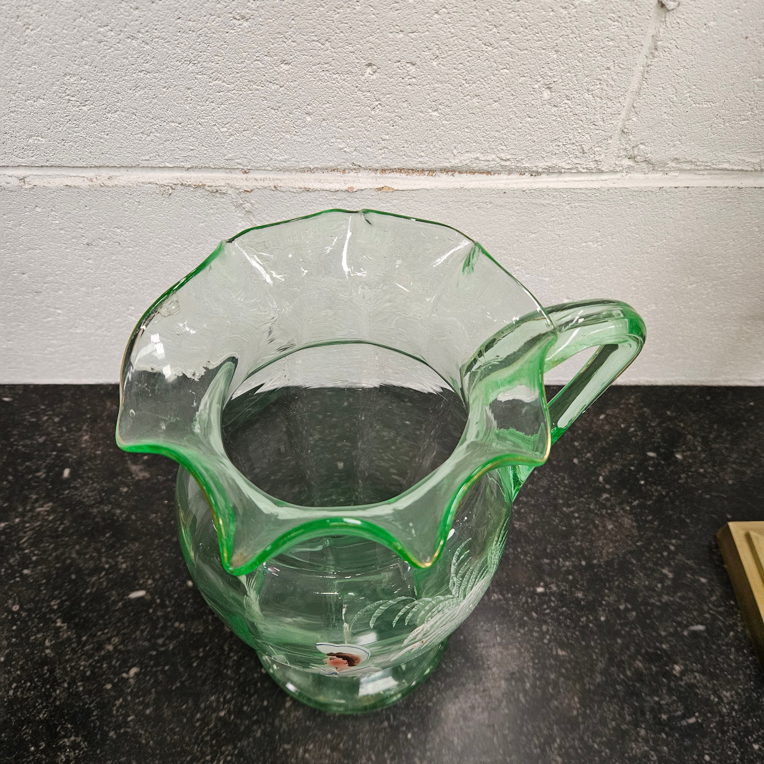 Uranium Glass Mary Gregory Style Large Jug | Antique & Vintage | Moonee Ponds Antiques | Australia Wide Delivery