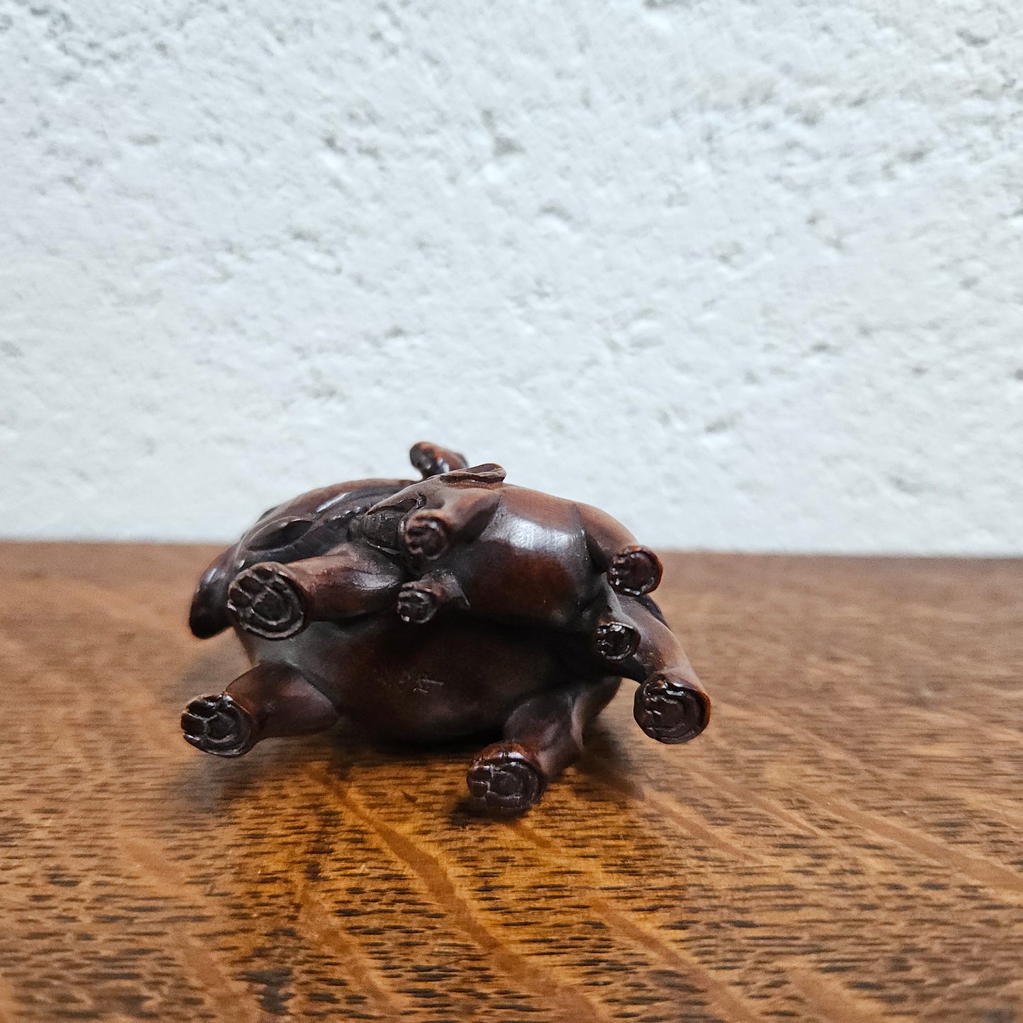 Carved and Signed Wooden Elephant Netsuke