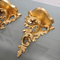 Pair Of Gilt & Wood Carved Wall Shelf Brackets | Antique & Vintage | Moonee Ponds Antiques | Australia Wide Delivery