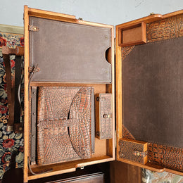 Vintage Campaign Style Leather Brass Bound Writing Compendium