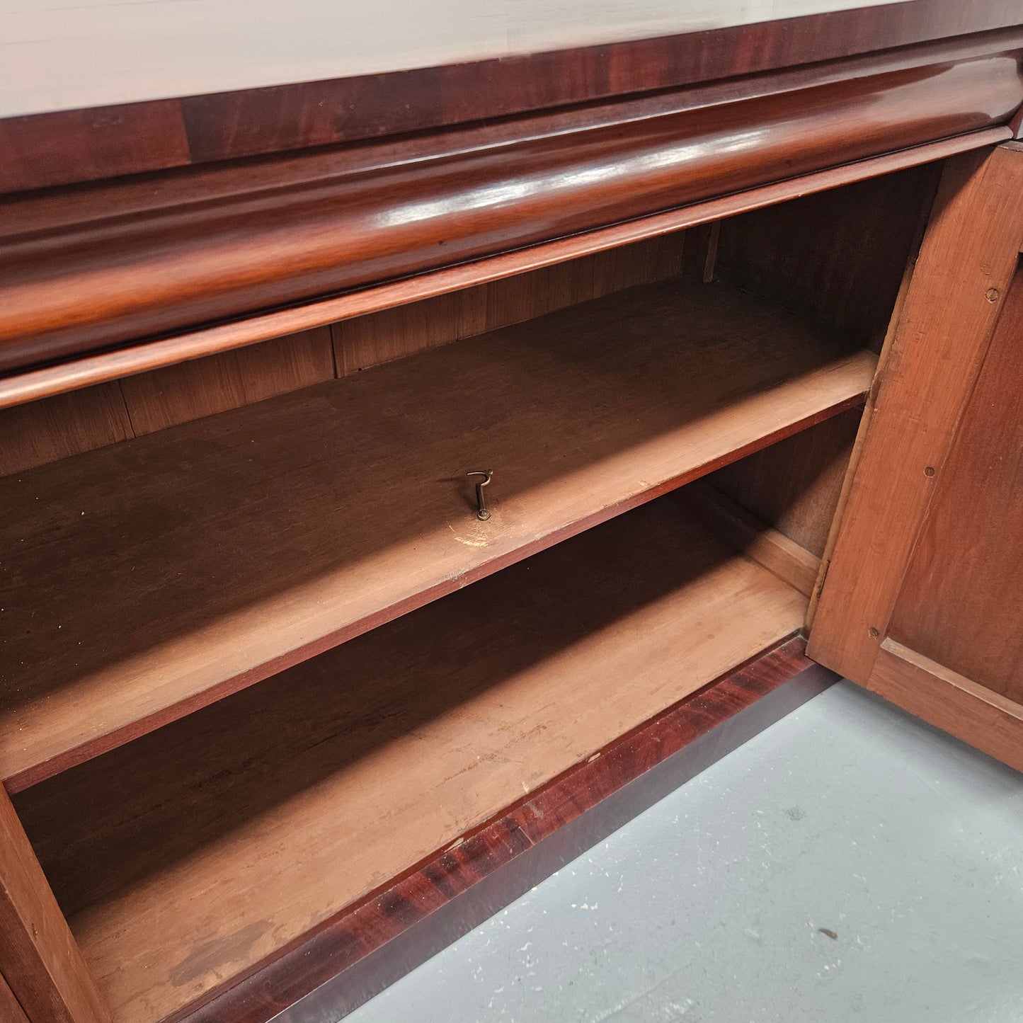 Solid Mahogany Two Door Cabinet With Drawer