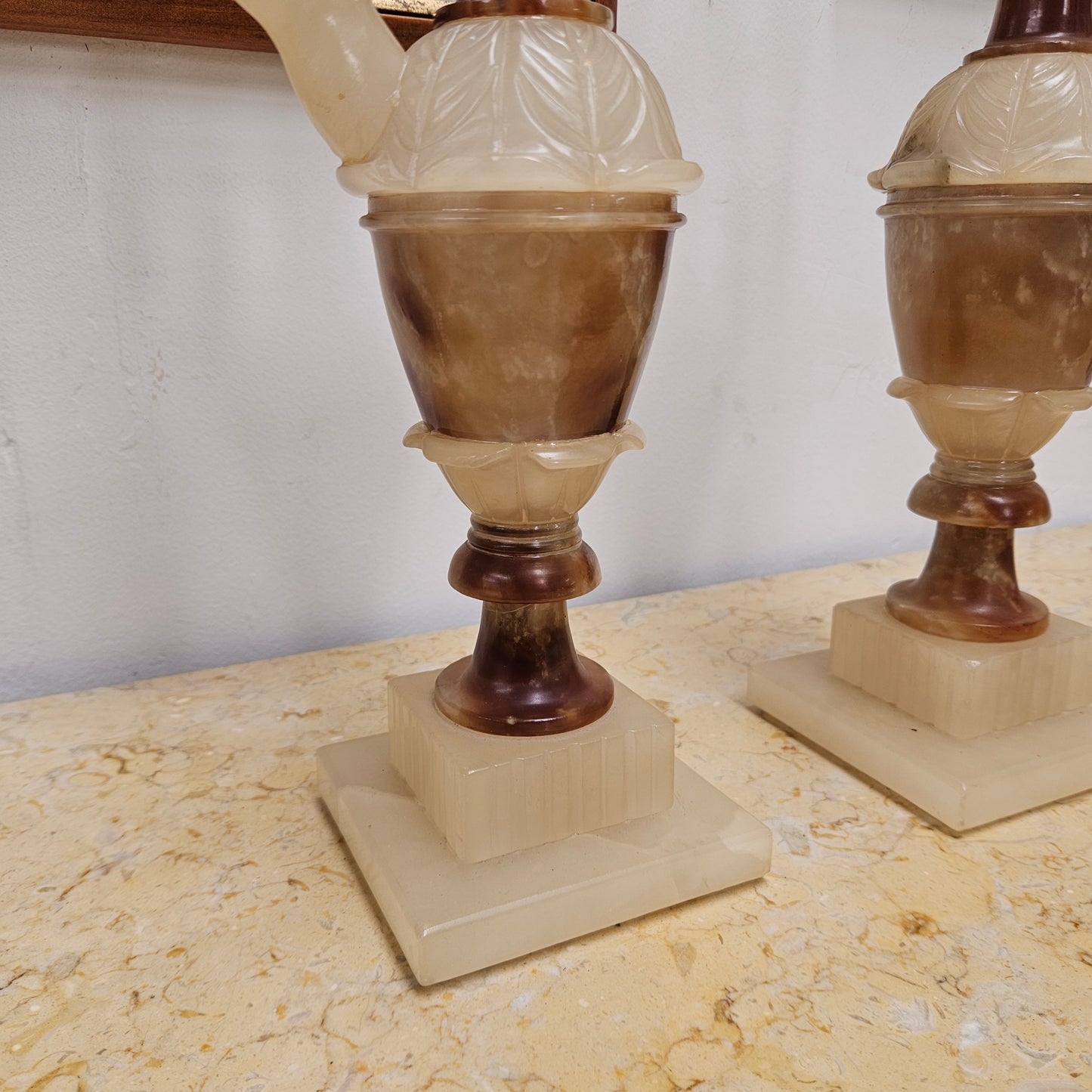 Antique Pair of Alabaster Urns