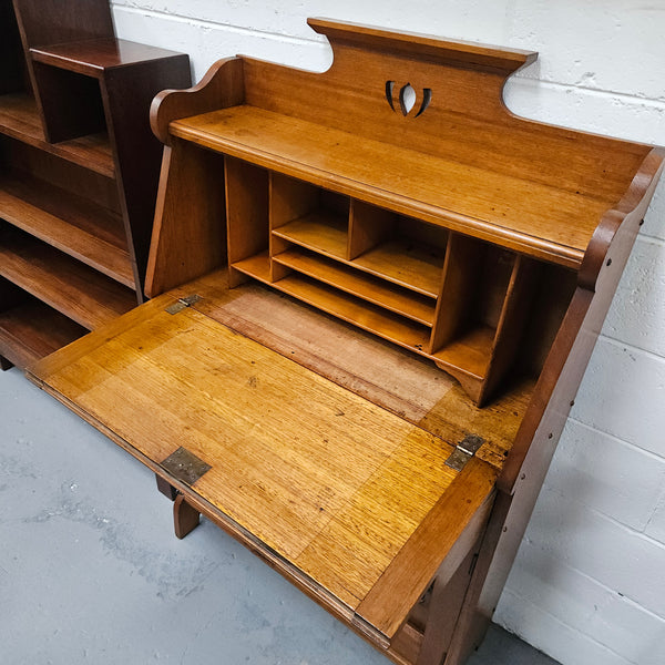 Australian blackwood Arts and Crafts secretaire desk. Sourced locally and in good original detailed condition. 