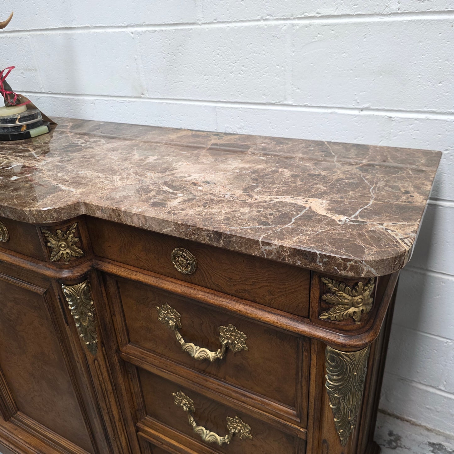 Vintage High Quality Antique Style Elm Sideboard with Stunning Marble Top