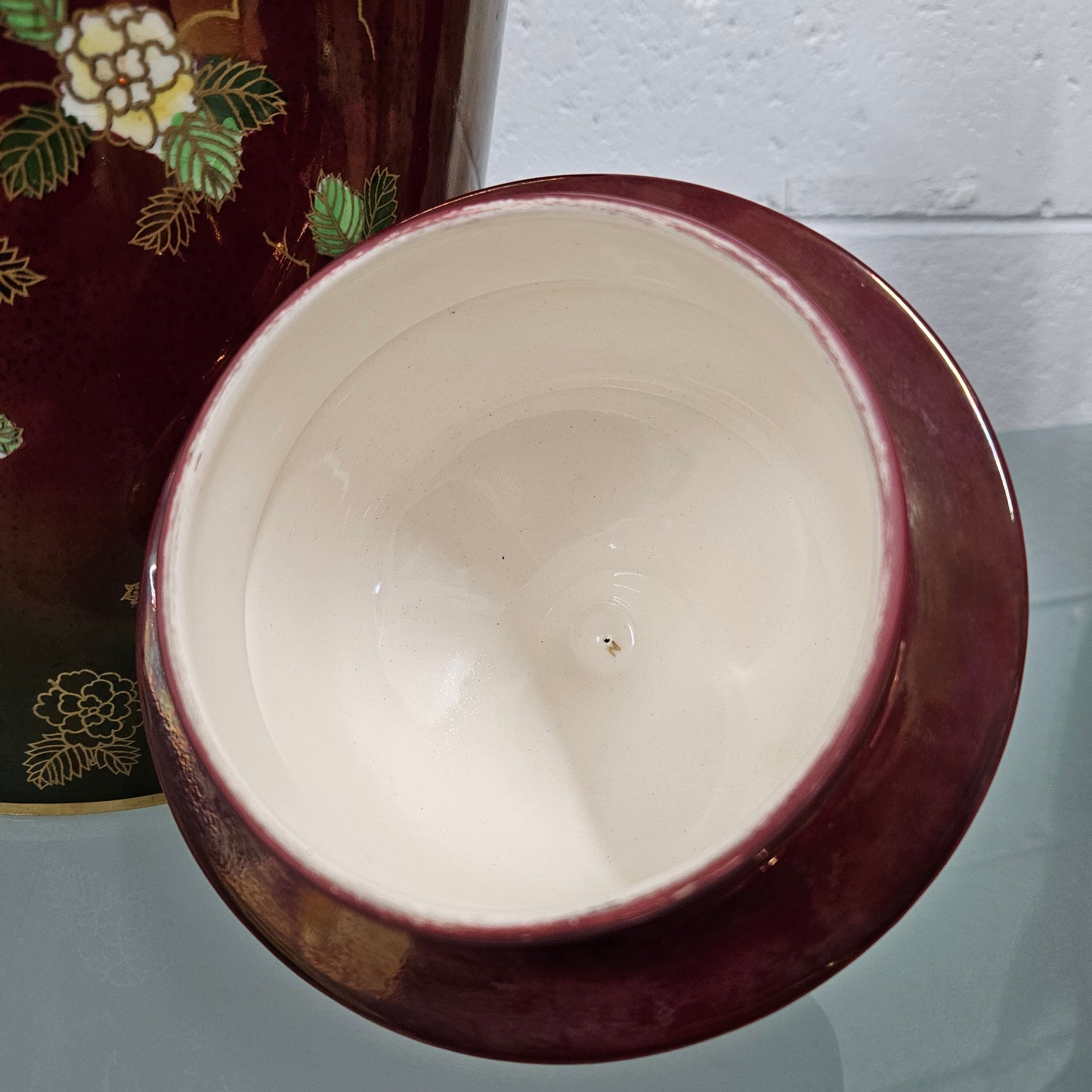 Very Large Crown Devon Hand Painted Ruby Lustre Vase