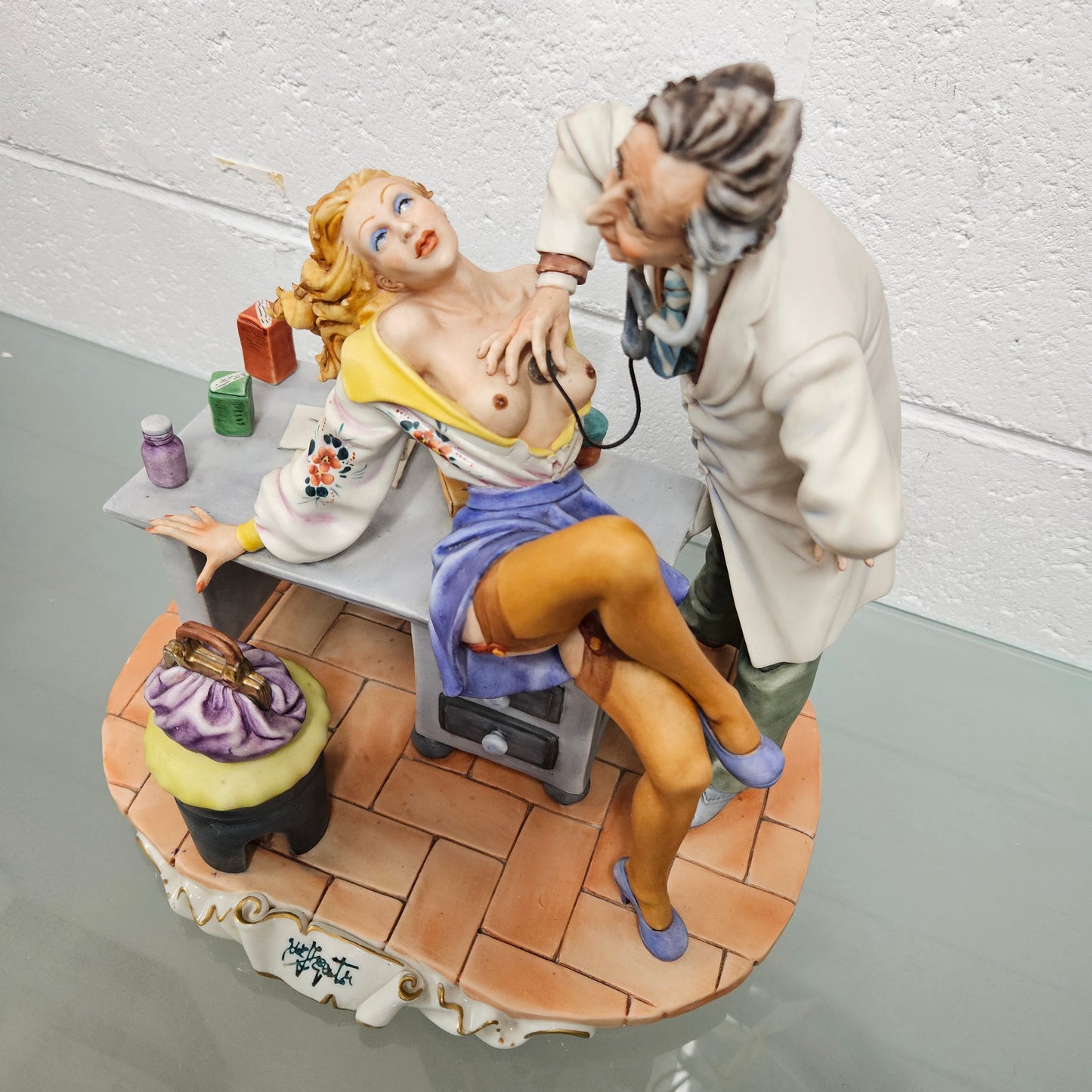 Risque Capodimonte Doctor & Patient Porcelain Statue